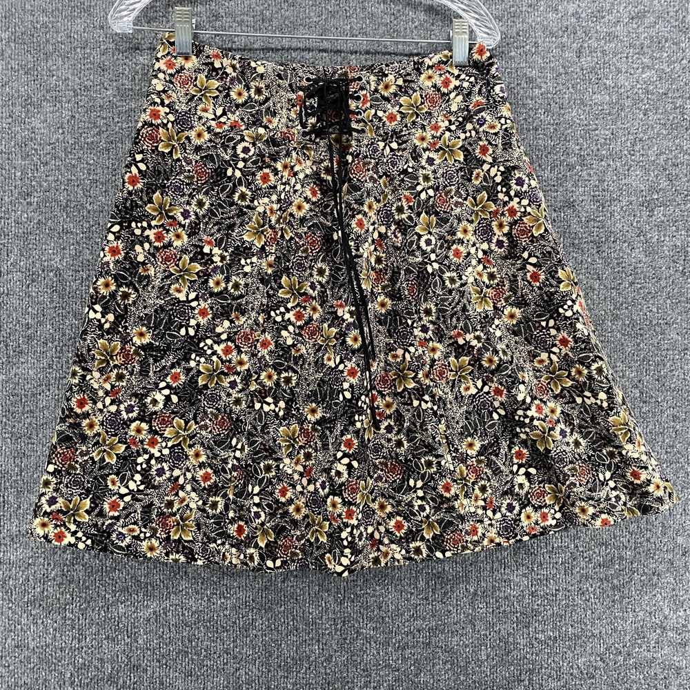 Edme & Esyllte Skirt Womens 4 Corduroy Floral Lace Up Boho Fairy Cottage Vintage